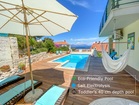 Pool area with the BBQ behind the Pool - Luxury apartment in Lumbarda, Korcula