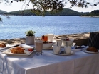 A luxurious breakfast on teh terrace of the Lešic-Dimitri Palace restaurant