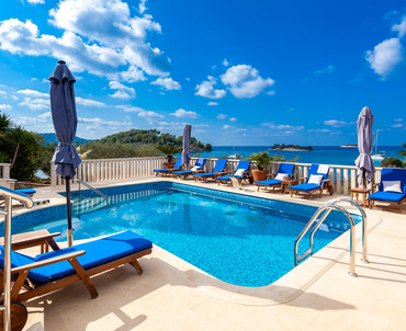 Luxury villa Dionysus - view from the Pool area to the sea